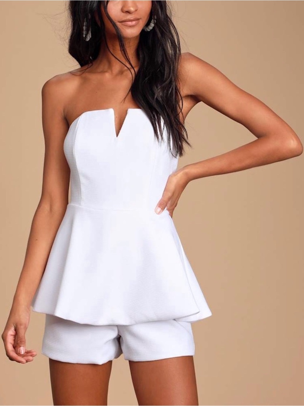 NWT Lulus Where You Are White Strapless Romper